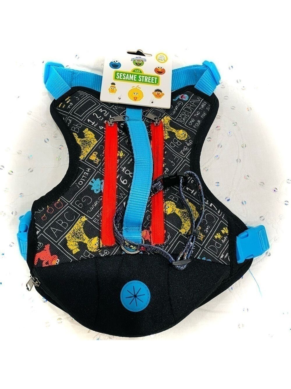 NWT Sesame Street Chalkboard Essentials Pet Harness Backpack Size XS/S